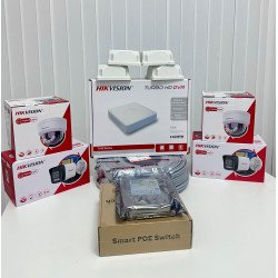 Hikvision IP 4 Kameralı Set -İnsan ve araç alğılamalı, Telefon Bildirimi, Renkli Gece Görüş