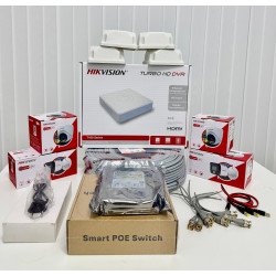 Hikvision Turbo AHD Kamera Seti – 4 Kameralı Akıllı Güvenlik Sistemi | İnsan & Araç Algılama, Renkli Gece Görüş, Tak-Çalıştır