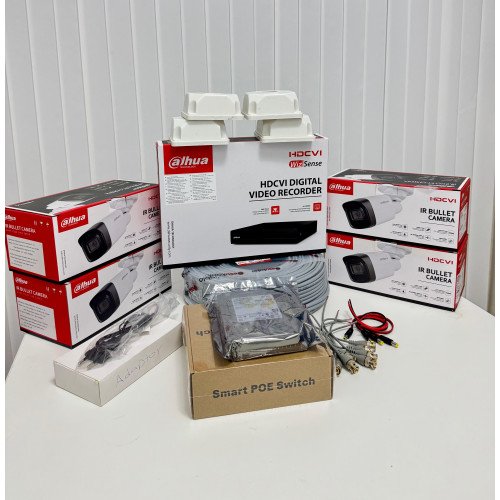 Dahua 4 Kameralı 40 Metre Gece Görüşlü Güvenlik Kamera Seti