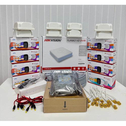 UNV ColorHunter 8 Kameralı Gece Renkli Güvenlik Kamera Seti | Sesli Kayıt Destekli